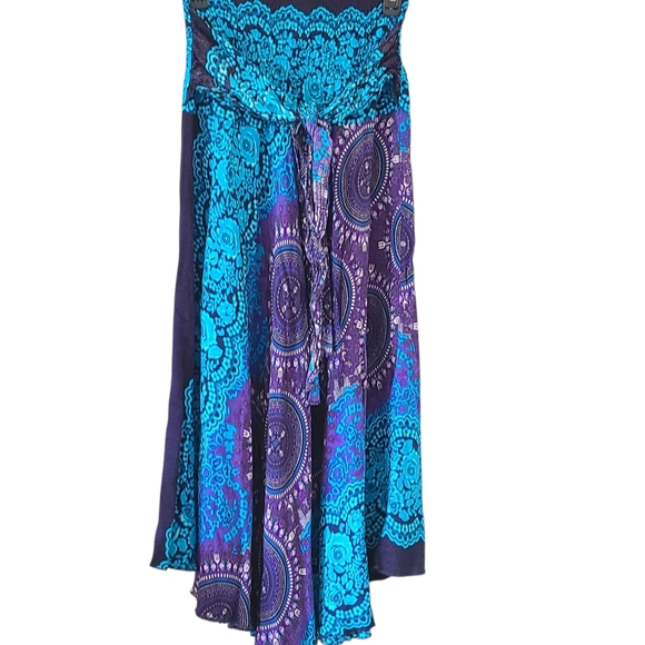 Blue and Purple Bohemian Skirt L/XL Rayon Maxi - Picture 1 of 4